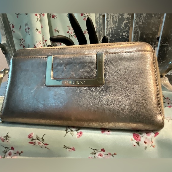 Jimmy Choo Bags Jimmy Choo Gold Leather Continental Wallet Poshmark